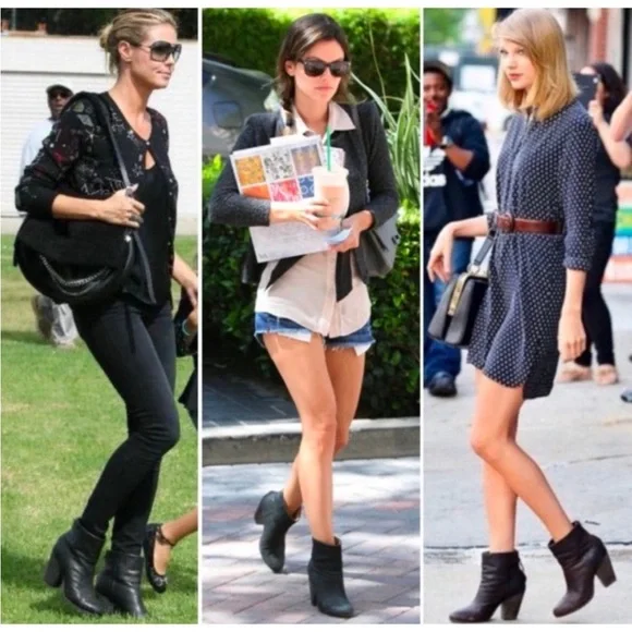 Rag & Bone Newbury Black Leather Suede Ankle Boots Sz 9.5 ASO Celebrities Chunky - Picture 8 of 15